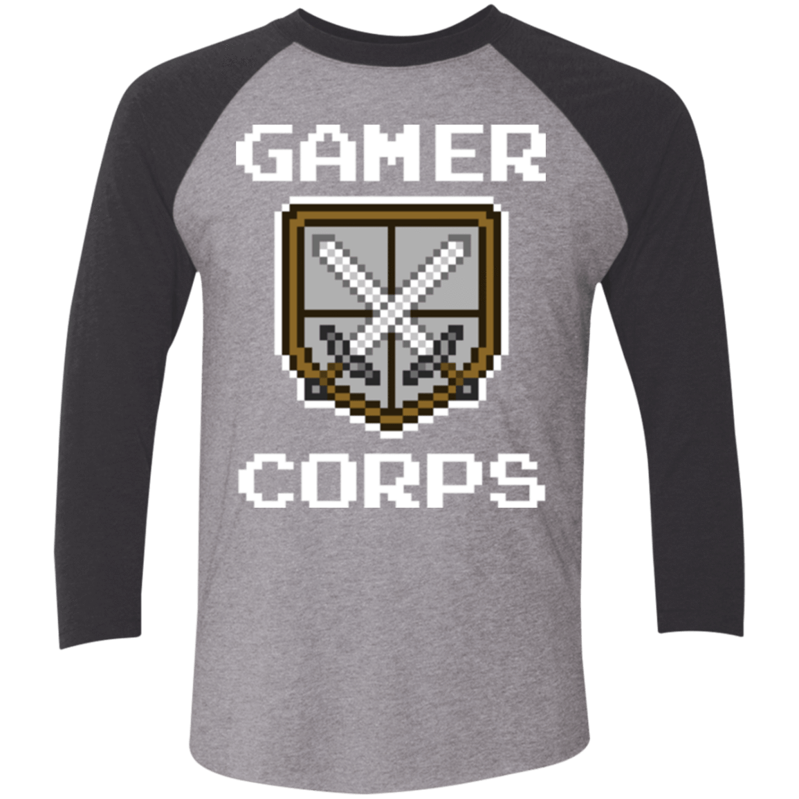 T-Shirts Premium Heather/ Vintage Black / X-Small Gamer corps Men's Triblend 3/4 Sleeve