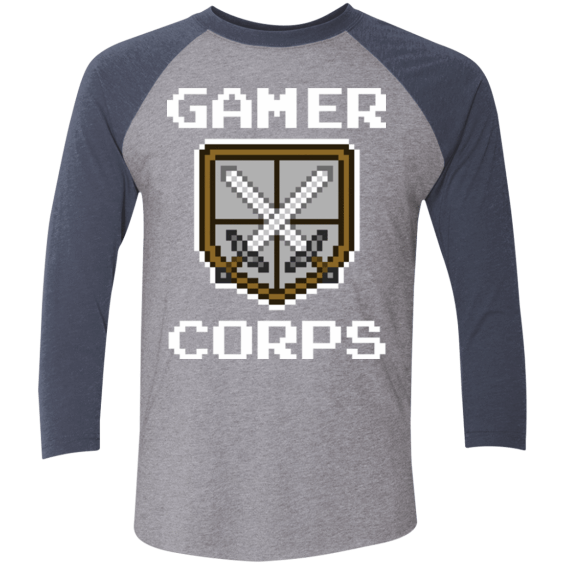 T-Shirts Premium Heather/ Vintage Navy / X-Small Gamer corps Men's Triblend 3/4 Sleeve