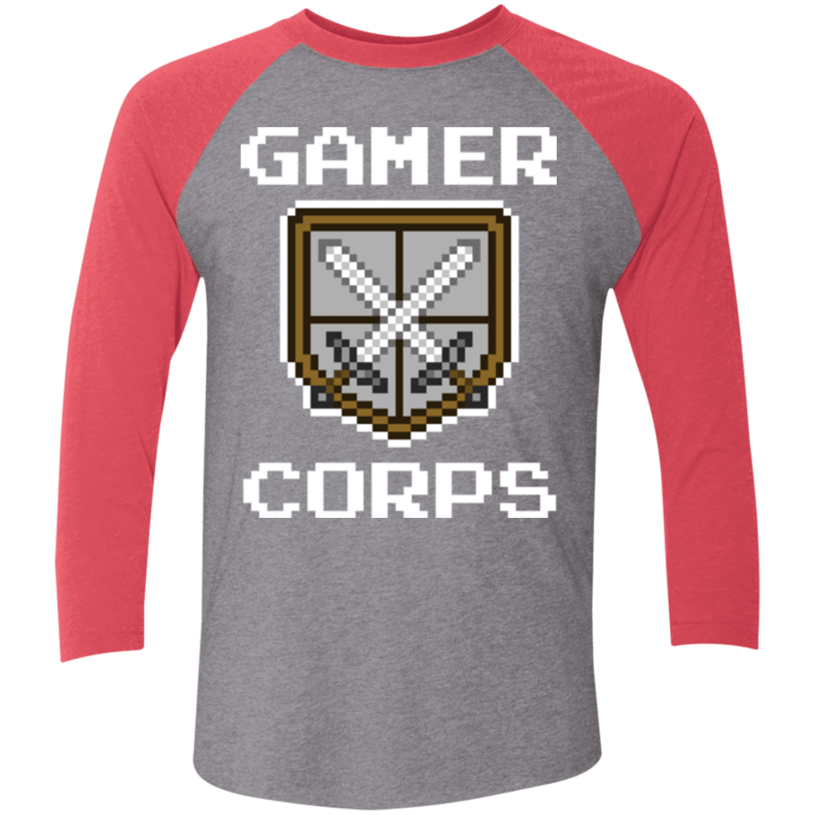 T-Shirts Premium Heather/ Vintage Red / X-Small Gamer corps Men's Triblend 3/4 Sleeve