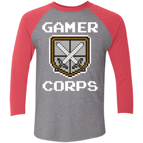 T-Shirts Premium Heather/ Vintage Red / X-Small Gamer corps Men's Triblend 3/4 Sleeve