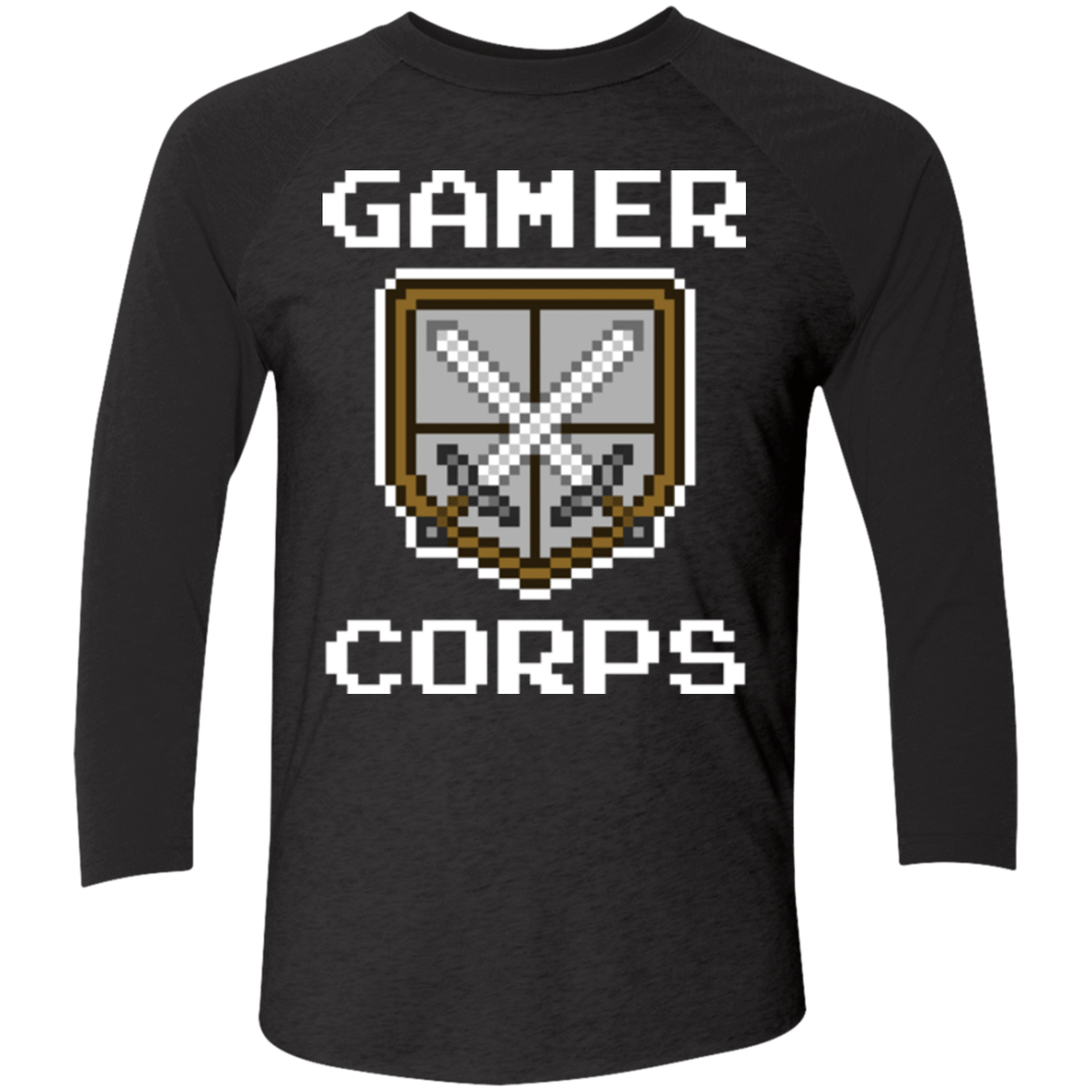 T-Shirts Vintage Black/Vintage Black / X-Small Gamer corps Men's Triblend 3/4 Sleeve