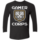 T-Shirts Vintage Black/Vintage Black / X-Small Gamer corps Men's Triblend 3/4 Sleeve