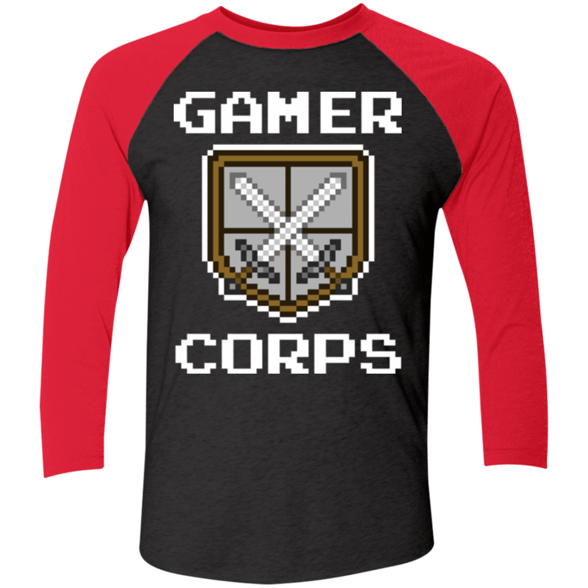 T-Shirts Vintage Black/Vintage Red / X-Small Gamer corps Men's Triblend 3/4 Sleeve