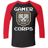 T-Shirts Vintage Black/Vintage Red / X-Small Gamer corps Men's Triblend 3/4 Sleeve