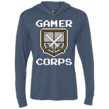 T-Shirts Indigo / X-Small Gamer corps Triblend Long Sleeve Hoodie Tee