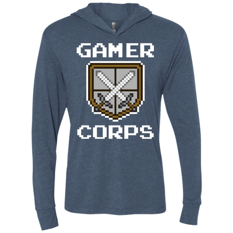 T-Shirts Indigo / X-Small Gamer corps Triblend Long Sleeve Hoodie Tee