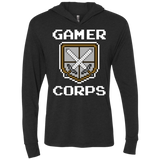 T-Shirts Vintage Black / X-Small Gamer corps Triblend Long Sleeve Hoodie Tee
