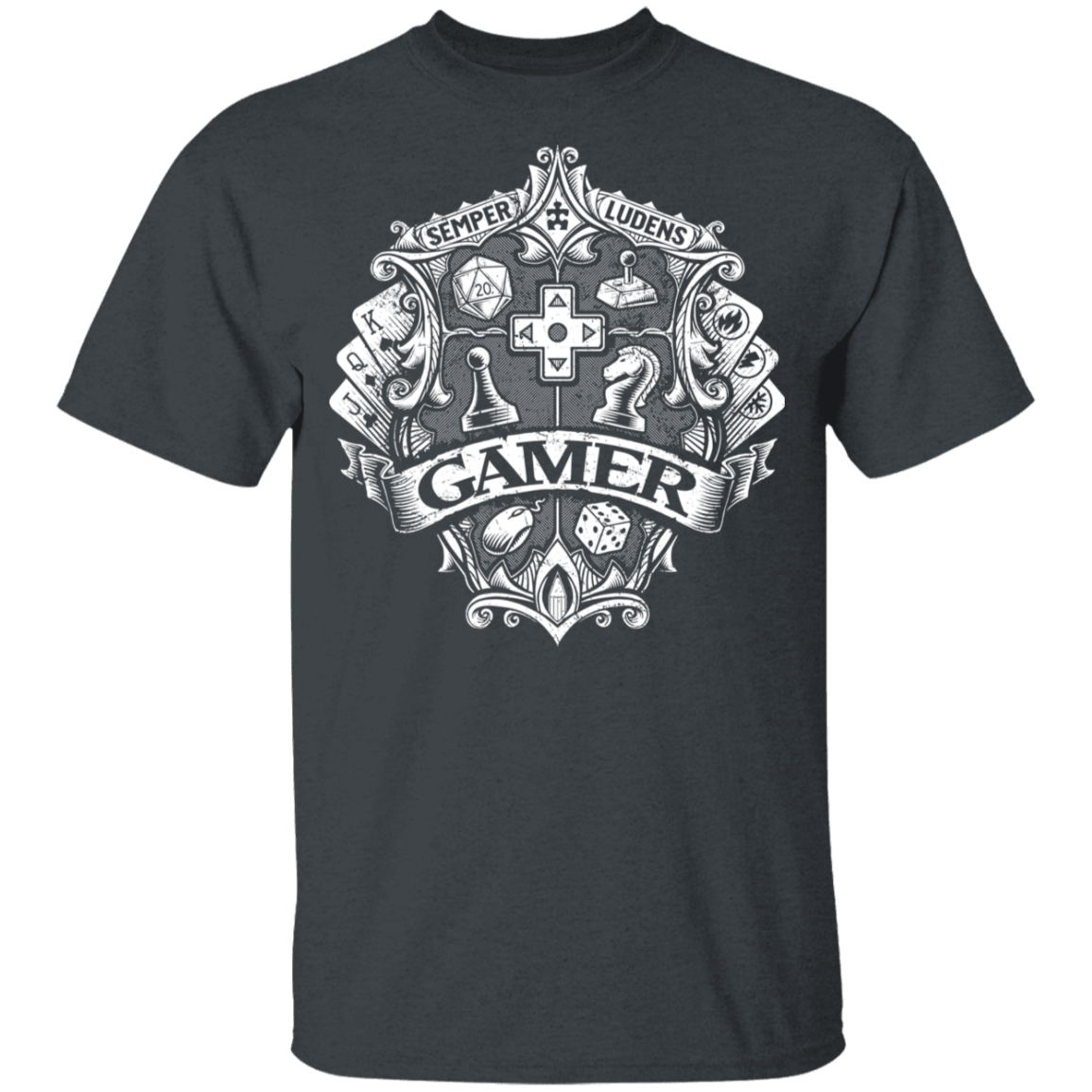 T-Shirts Dark Heather / YXS Gamer Crest Youth T-Shirt