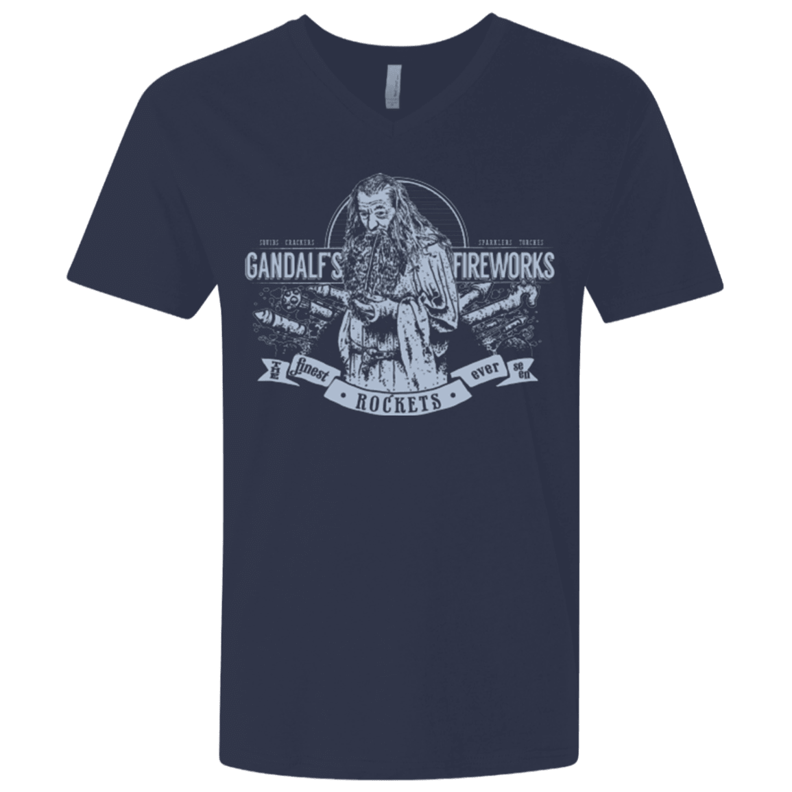 T-Shirts Midnight Navy / X-Small Gandalfs Fireworks Men's Premium V-Neck