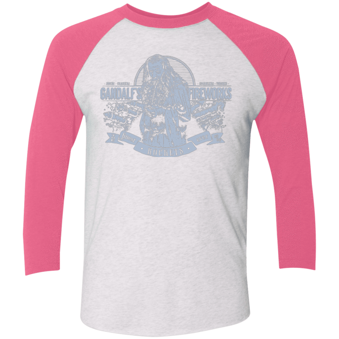 T-Shirts Heather White/Vintage Pink / X-Small Gandalfs Fireworks Triblend 3/4 Sleeve