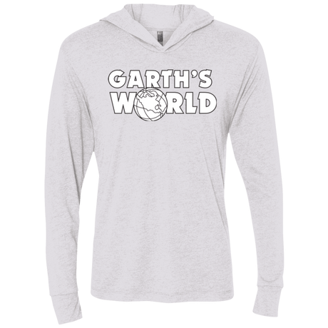 T-Shirts Heather White / X-Small Garth's World Triblend Long Sleeve Hoodie Tee