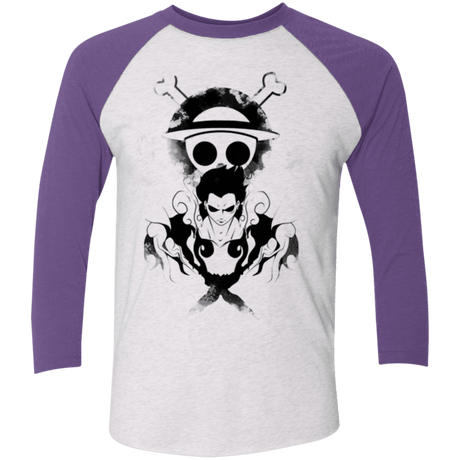 T-Shirts Heather White/Purple Rush / X-Small Gear 4 Men's Triblend 3/4 Sleeve