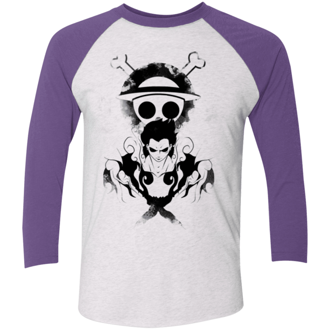 T-Shirts Heather White/Purple Rush / X-Small Gear 4 Men's Triblend 3/4 Sleeve