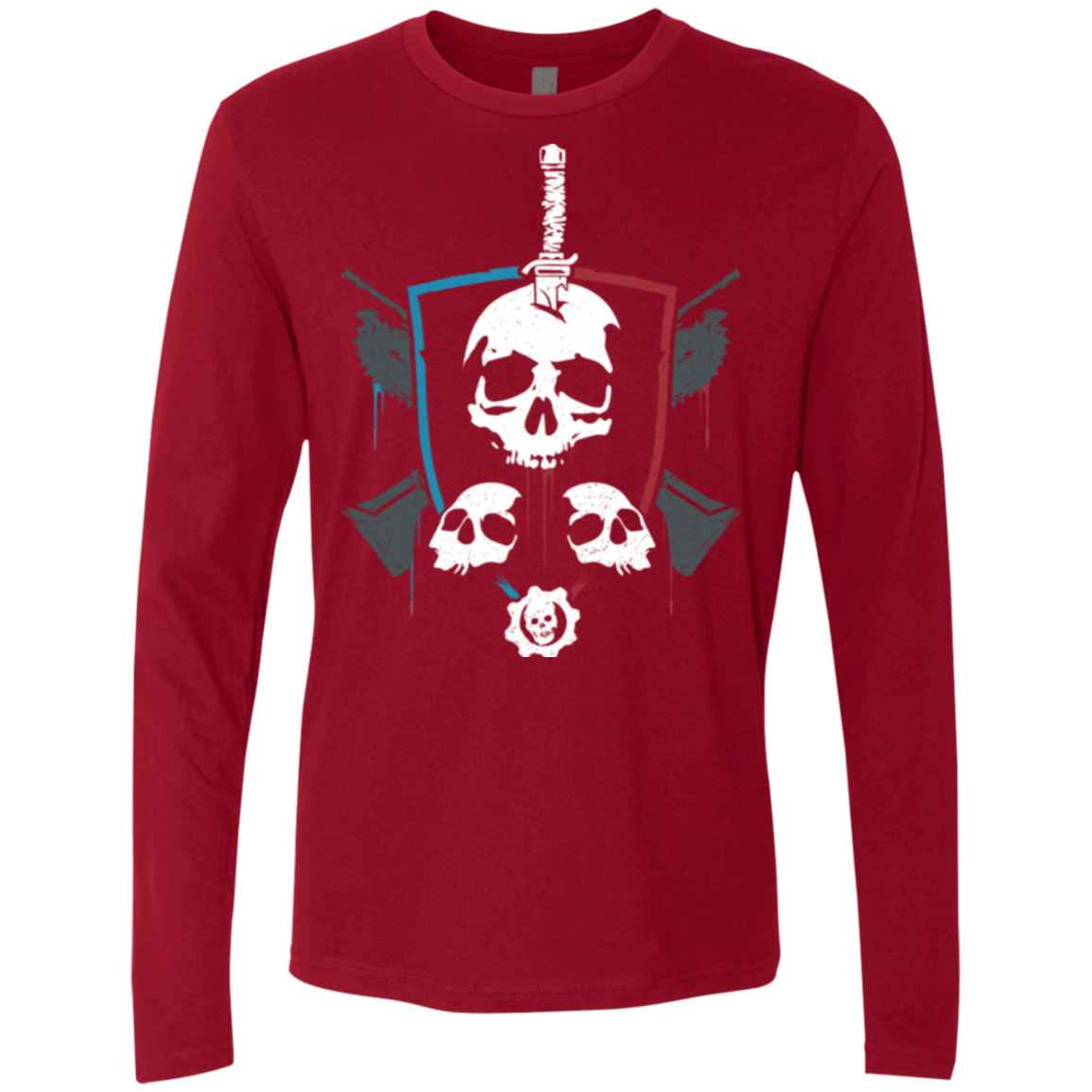 T-Shirts Cardinal / Small Gears of War 4 Crest Men's Premium Long Sleeve
