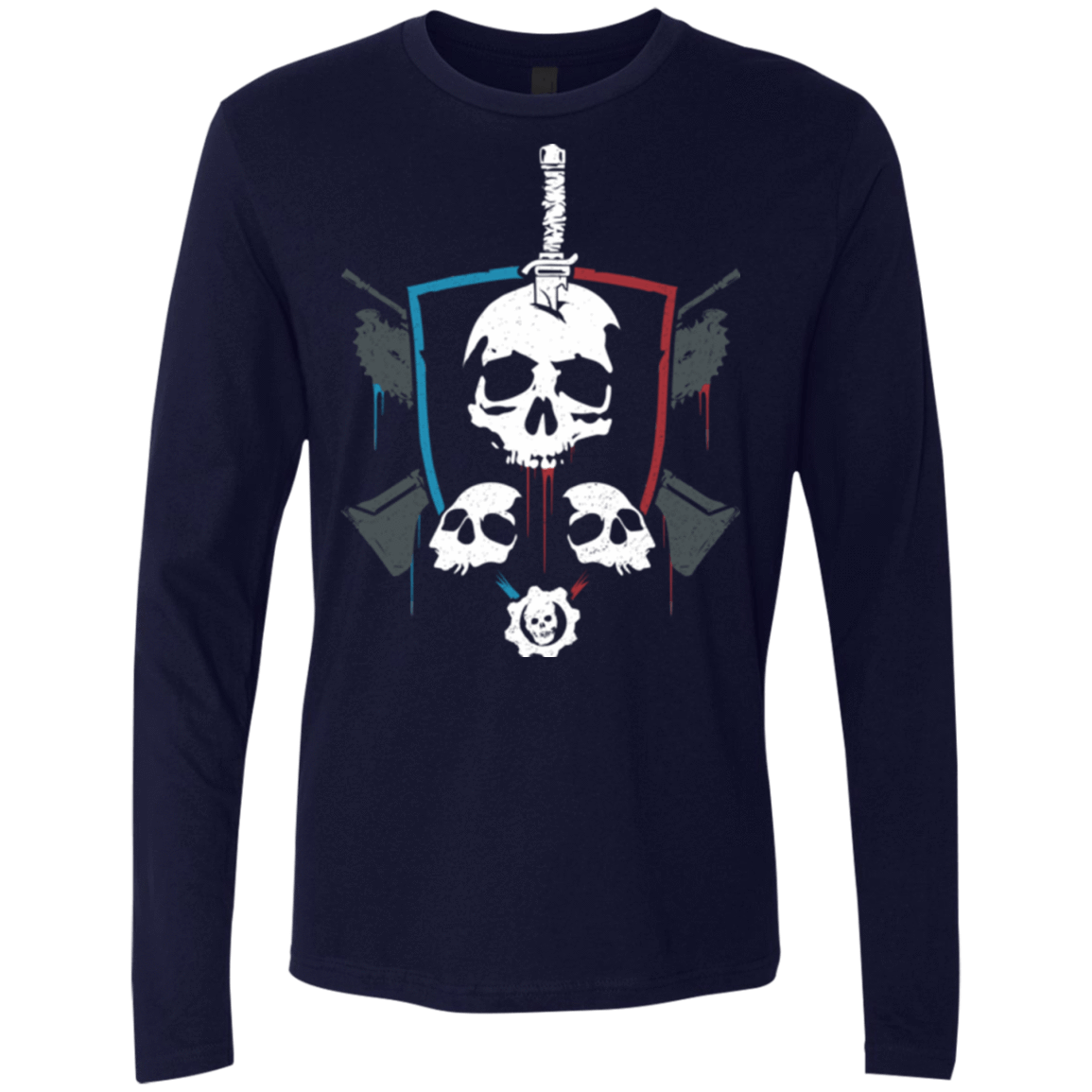 T-Shirts Midnight Navy / Small Gears of War 4 Crest Men's Premium Long Sleeve