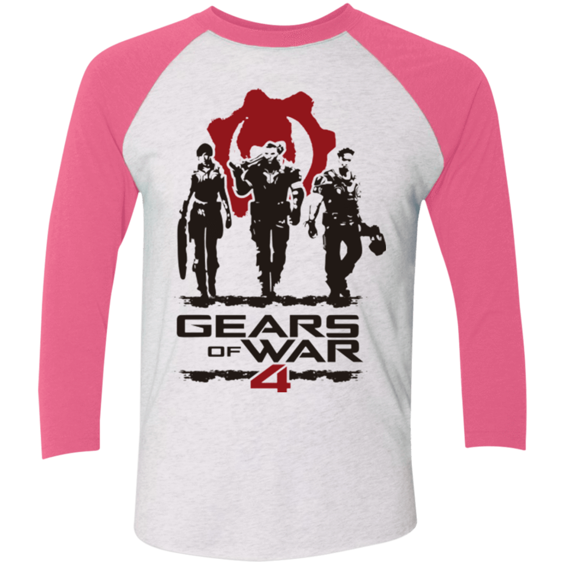 T-Shirts Heather White/Vintage Pink / X-Small Gears Of War 4 White Men's Triblend 3/4 Sleeve