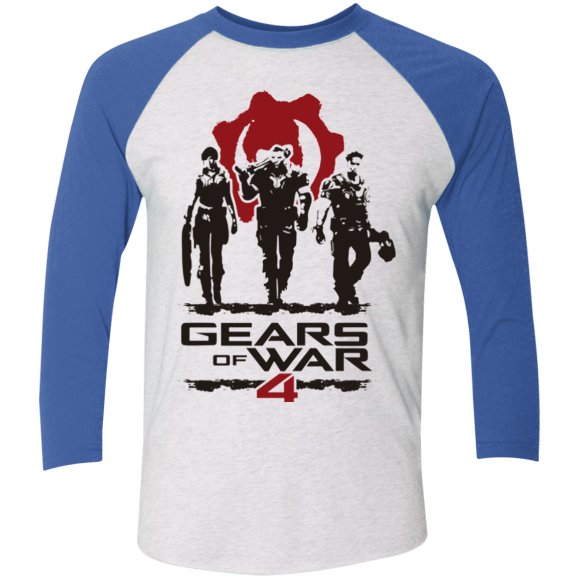 T-Shirts Heather White/Vintage Royal / X-Small Gears Of War 4 White Men's Triblend 3/4 Sleeve