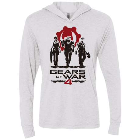 T-Shirts Heather White / X-Small Gears Of War 4 White Triblend Long Sleeve Hoodie Tee