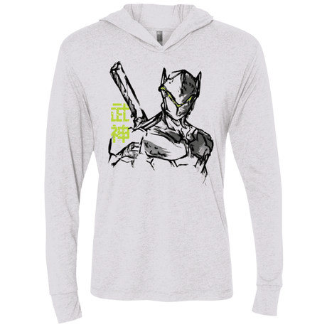 T-Shirts Heather White / X-Small Genji Triblend Long Sleeve Hoodie Tee
