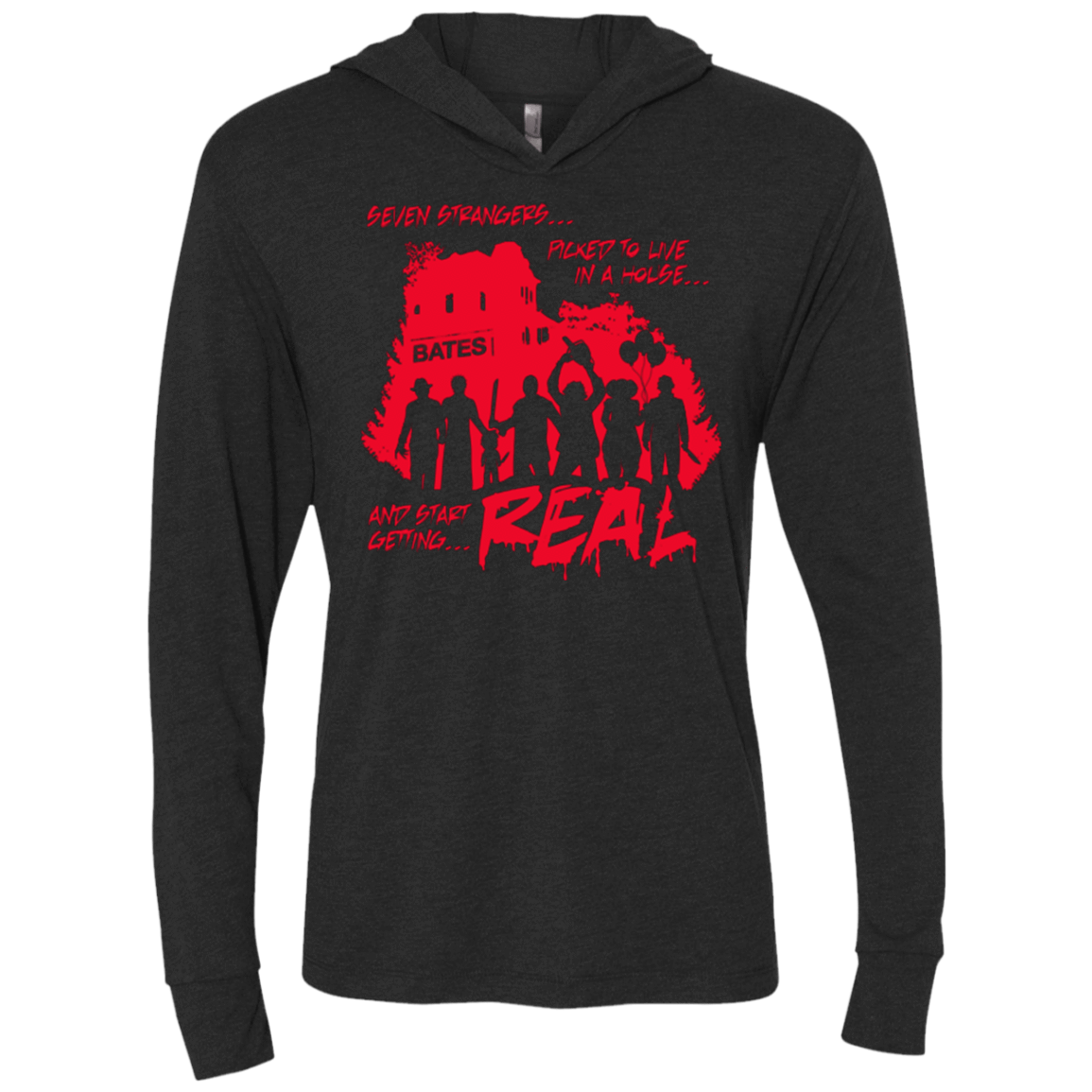 T-Shirts Vintage Black / X-Small Get Real Triblend Long Sleeve Hoodie Tee