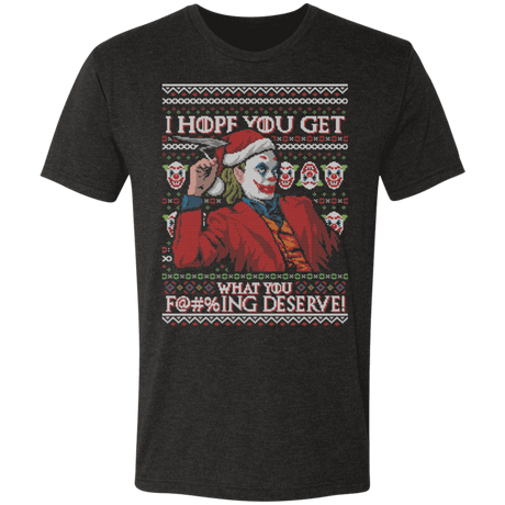 T-Shirts Vintage Black / S Get What You Deserve Ugly Sweater Men's Triblend T-Shirt