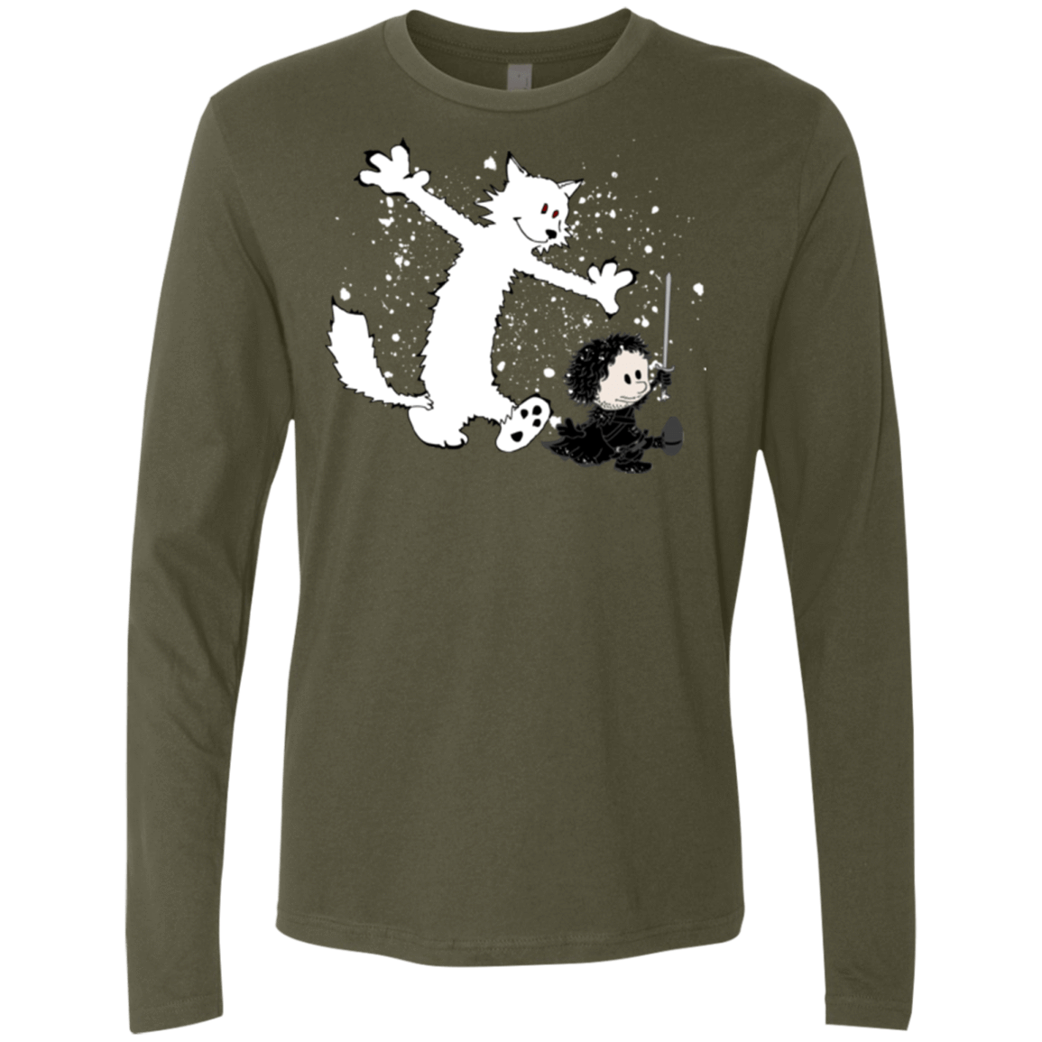 T-Shirts Military Green / Small Ghost And Snow Men's Premium Long Sleeve