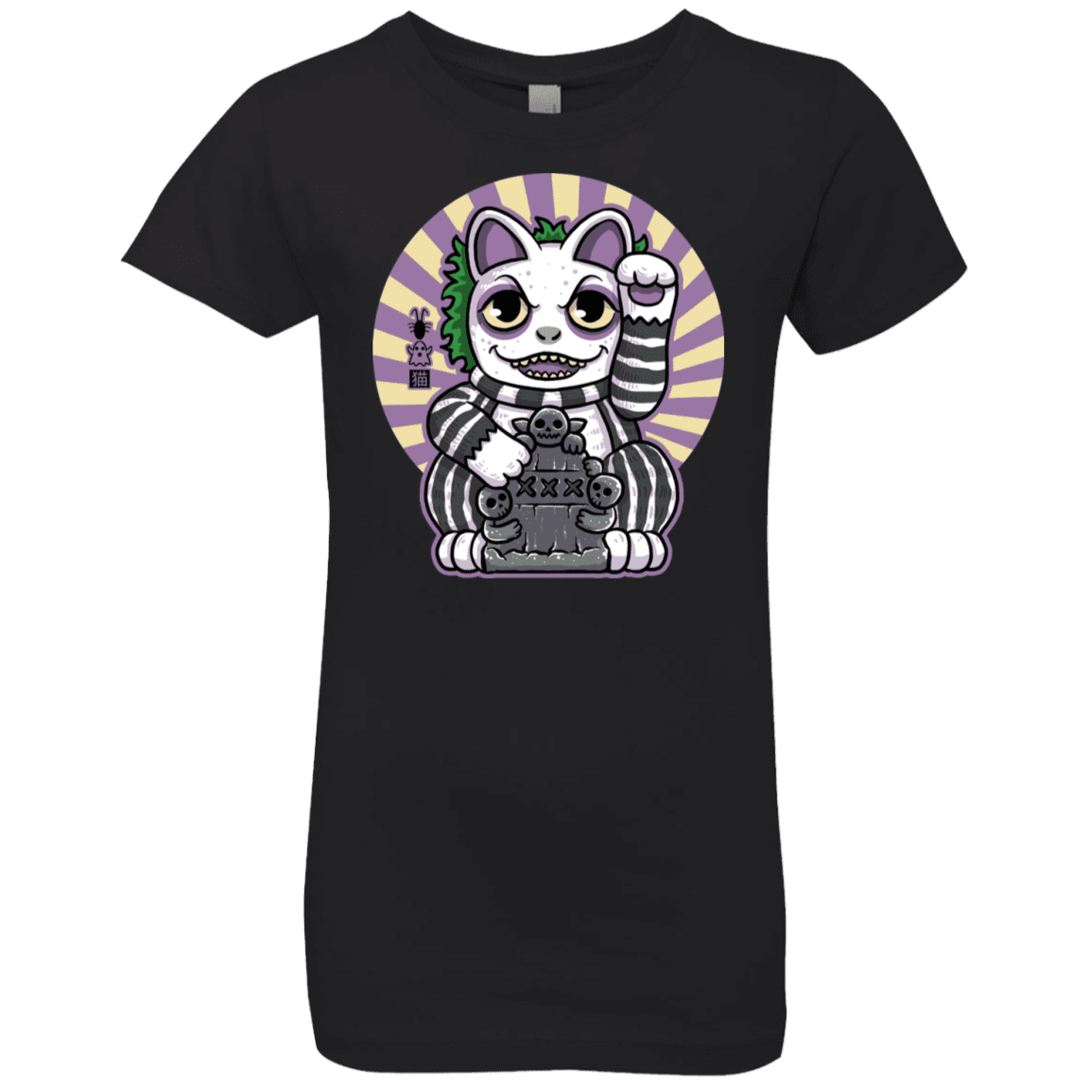 T-Shirts Black / YXS Ghost Neko Girls Premium T-Shirt