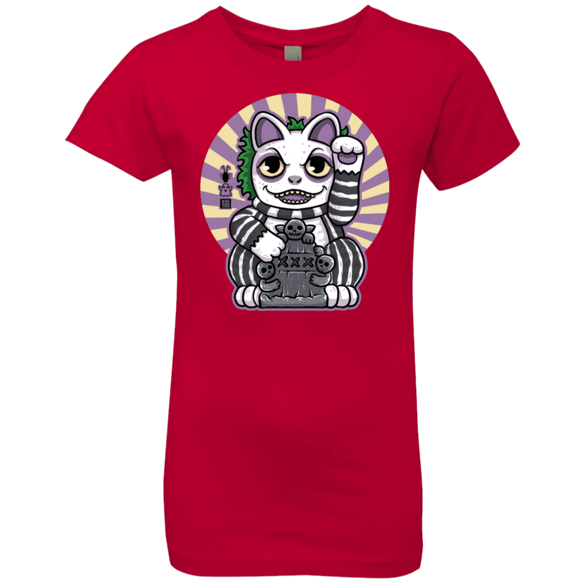 T-Shirts Red / YXS Ghost Neko Girls Premium T-Shirt