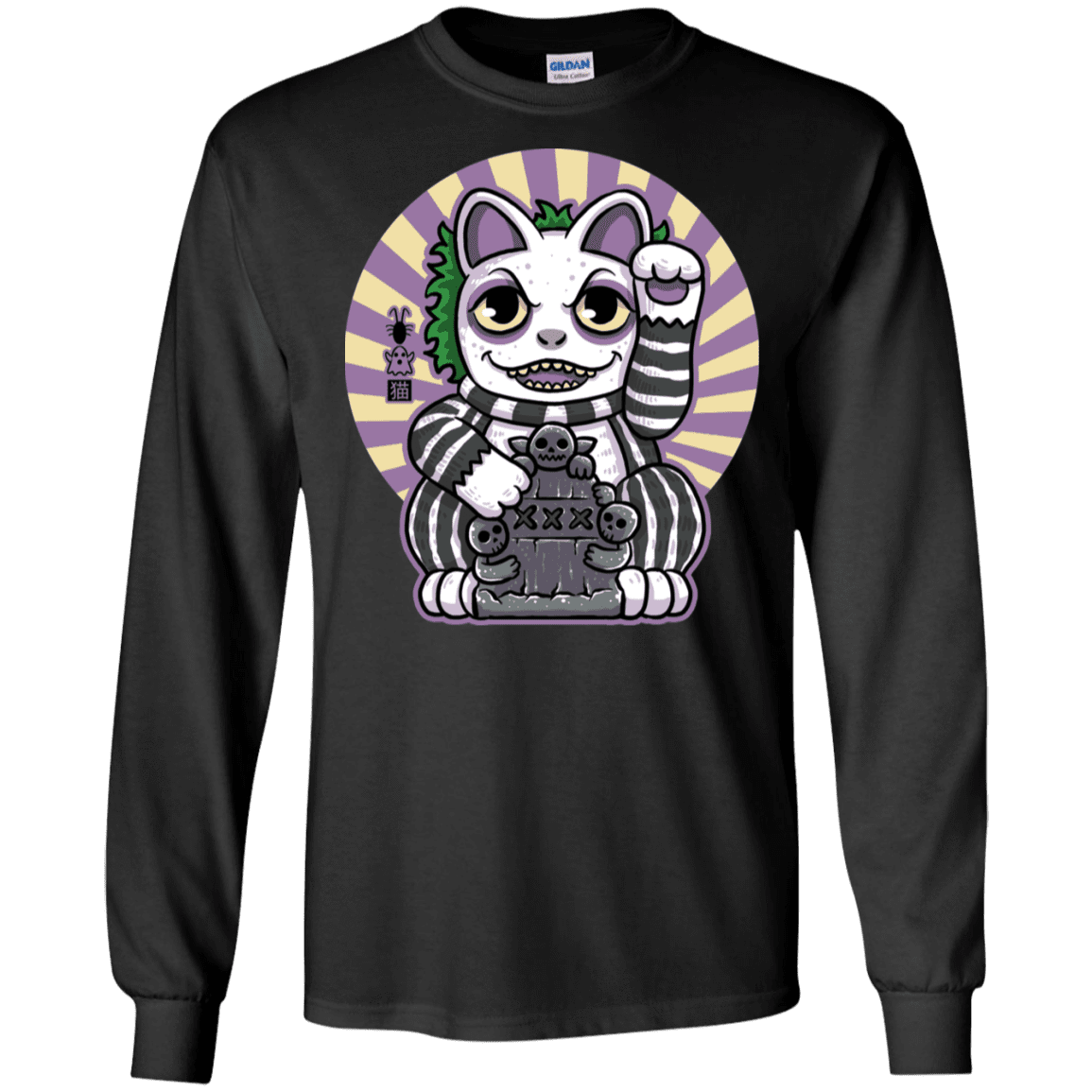 T-Shirts Black / S Ghost Neko Men's Long Sleeve T-Shirt