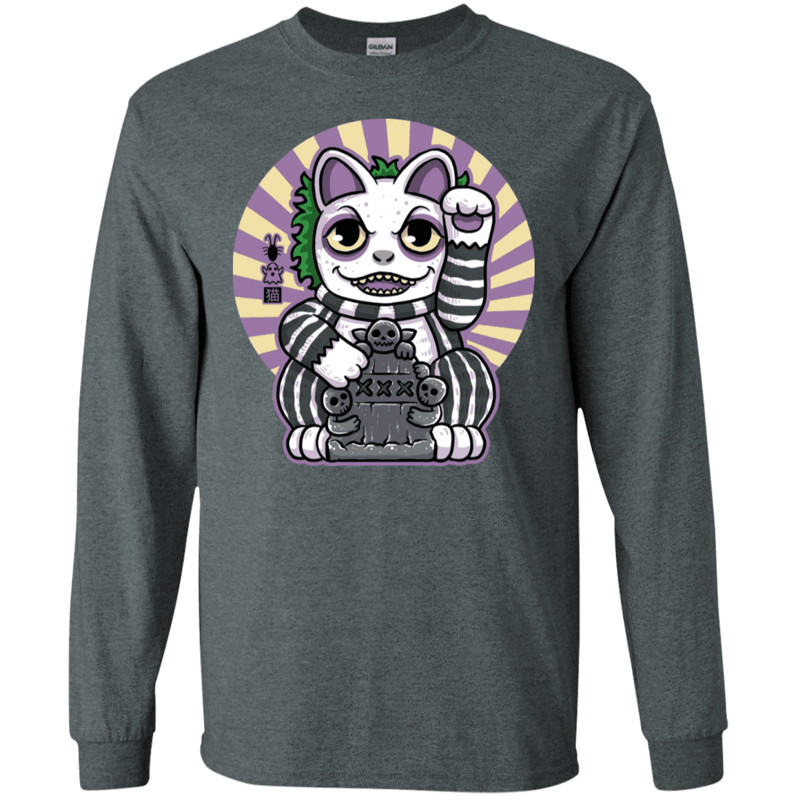 T-Shirts Dark Heather / S Ghost Neko Men's Long Sleeve T-Shirt