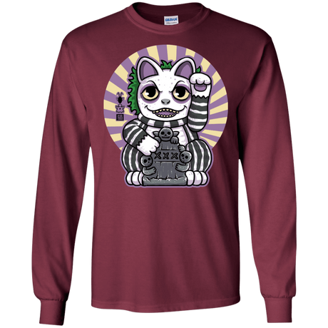 T-Shirts Maroon / S Ghost Neko Men's Long Sleeve T-Shirt