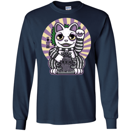 T-Shirts Navy / S Ghost Neko Men's Long Sleeve T-Shirt