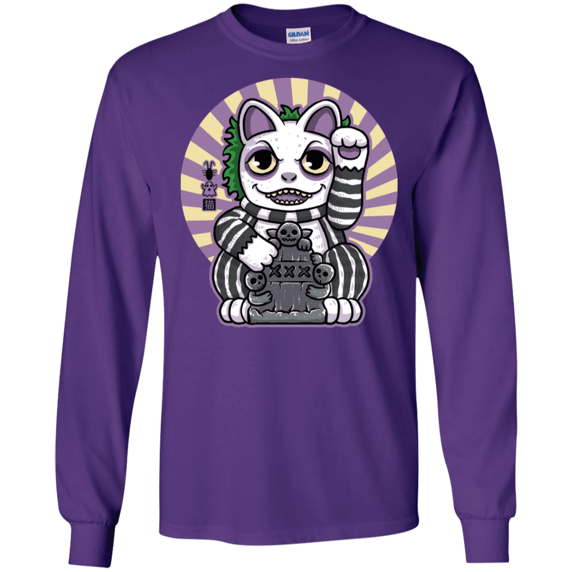 T-Shirts Purple / S Ghost Neko Men's Long Sleeve T-Shirt