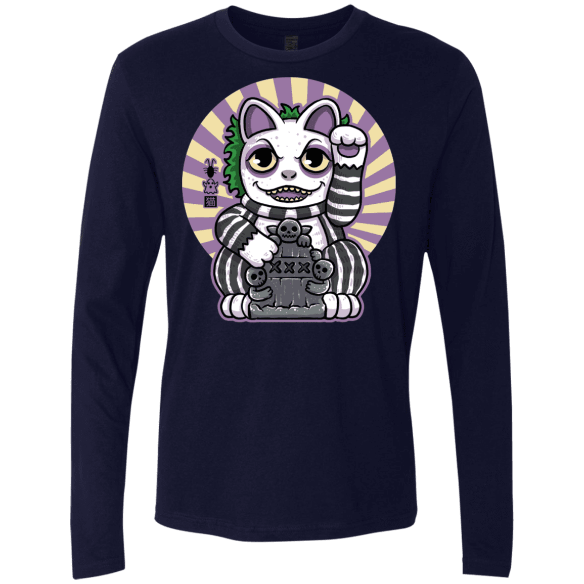 T-Shirts Midnight Navy / S Ghost Neko Men's Premium Long Sleeve