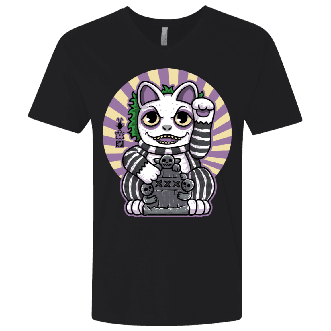 T-Shirts Black / X-Small Ghost Neko Men's Premium V-Neck