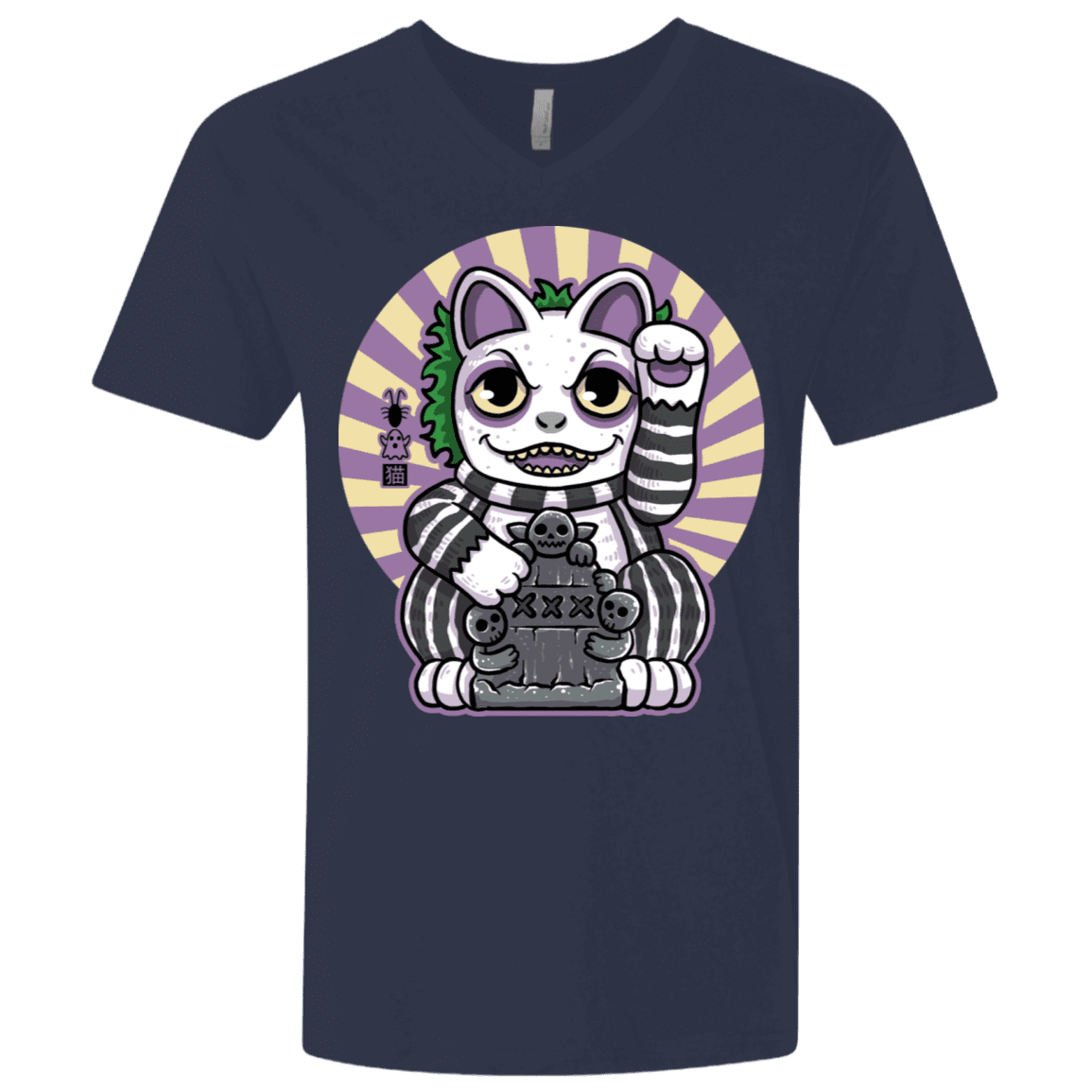 T-Shirts Midnight Navy / X-Small Ghost Neko Men's Premium V-Neck