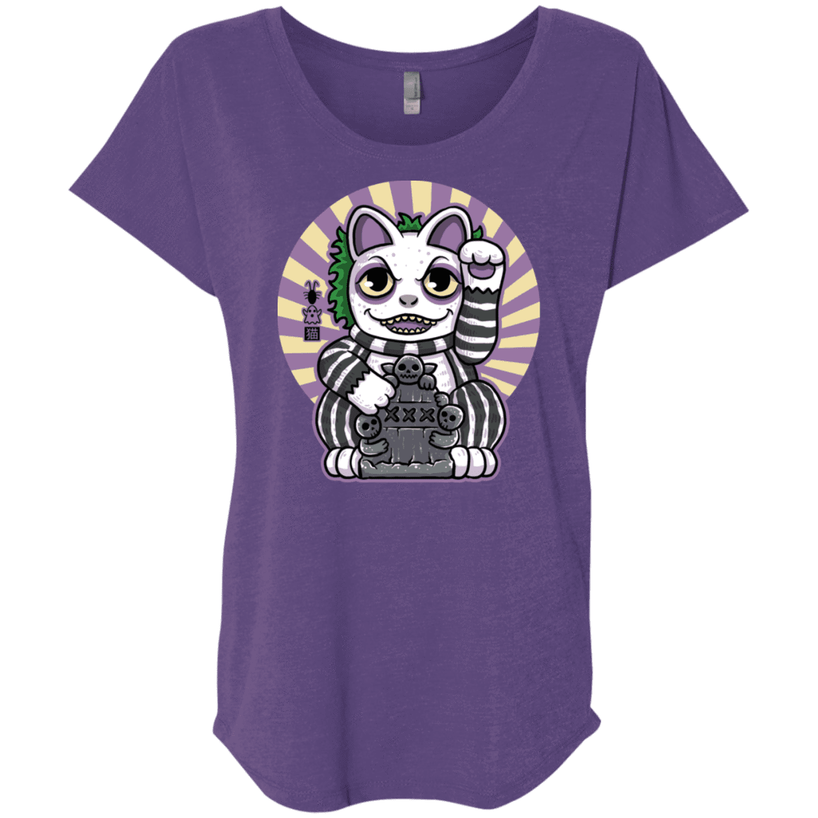 T-Shirts Purple Rush / X-Small Ghost Neko Triblend Dolman Sleeve