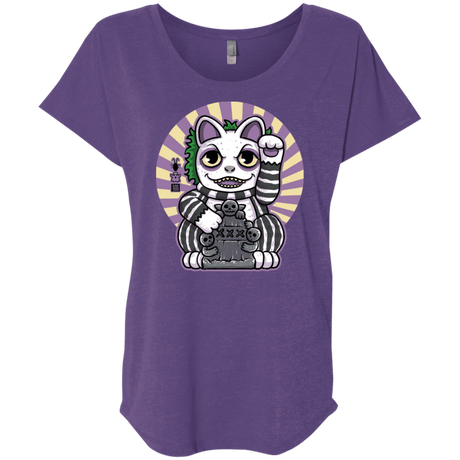 T-Shirts Purple Rush / X-Small Ghost Neko Triblend Dolman Sleeve