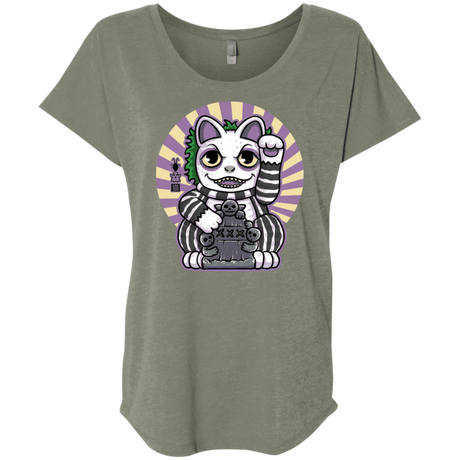 T-Shirts Venetian Grey / X-Small Ghost Neko Triblend Dolman Sleeve