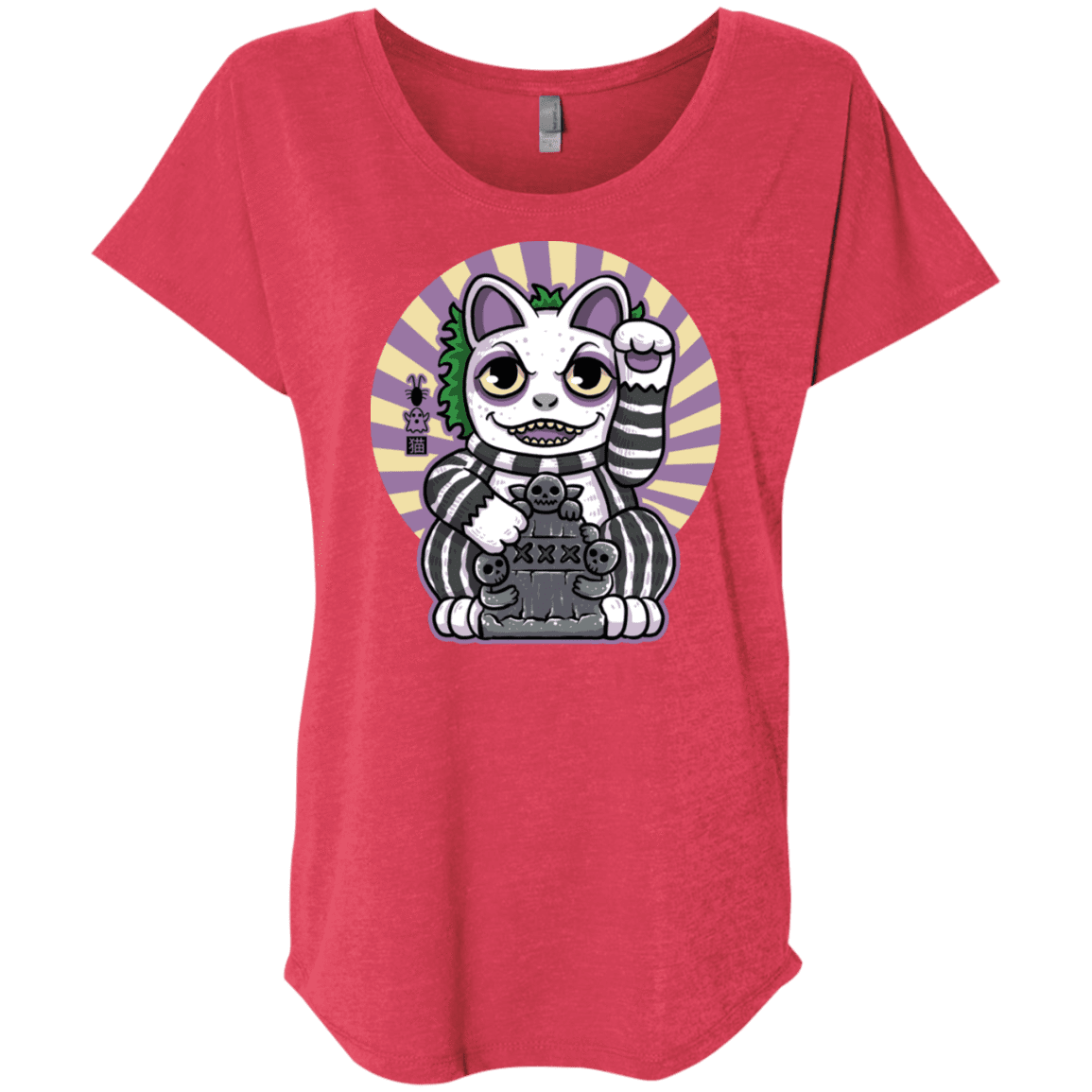 T-Shirts Vintage Red / X-Small Ghost Neko Triblend Dolman Sleeve