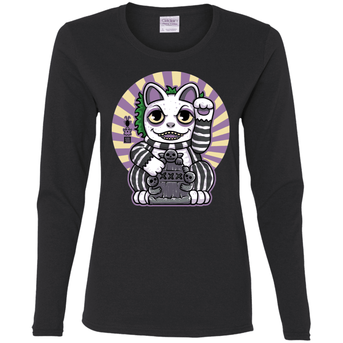 T-Shirts Black / S Ghost Neko Women's Long Sleeve T-Shirt