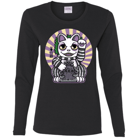 T-Shirts Black / S Ghost Neko Women's Long Sleeve T-Shirt