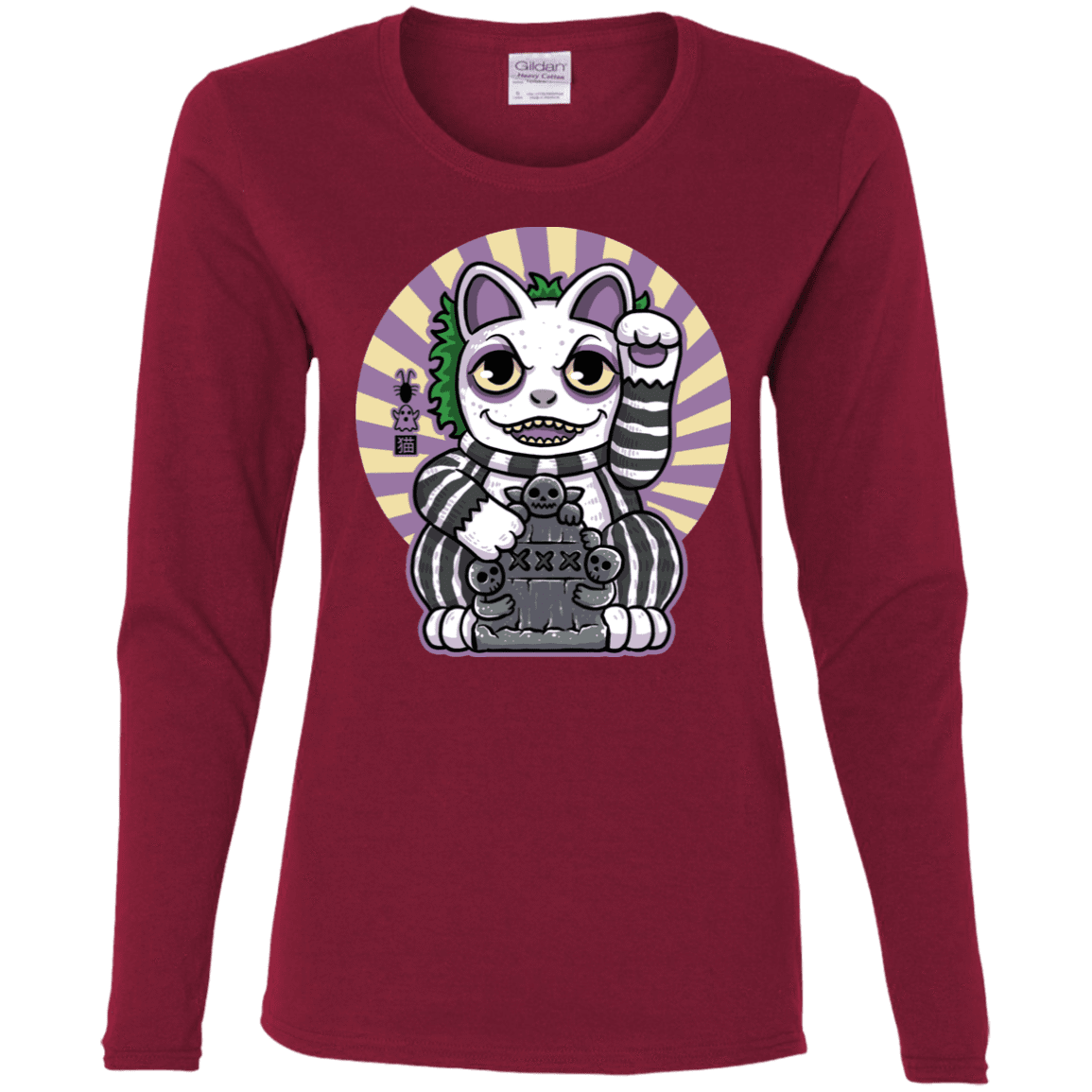 T-Shirts Cardinal / S Ghost Neko Women's Long Sleeve T-Shirt