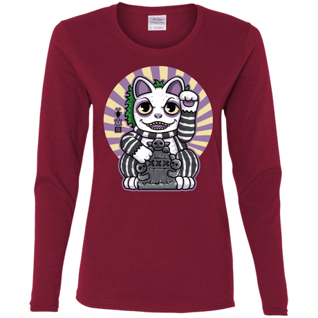 T-Shirts Cardinal / S Ghost Neko Women's Long Sleeve T-Shirt