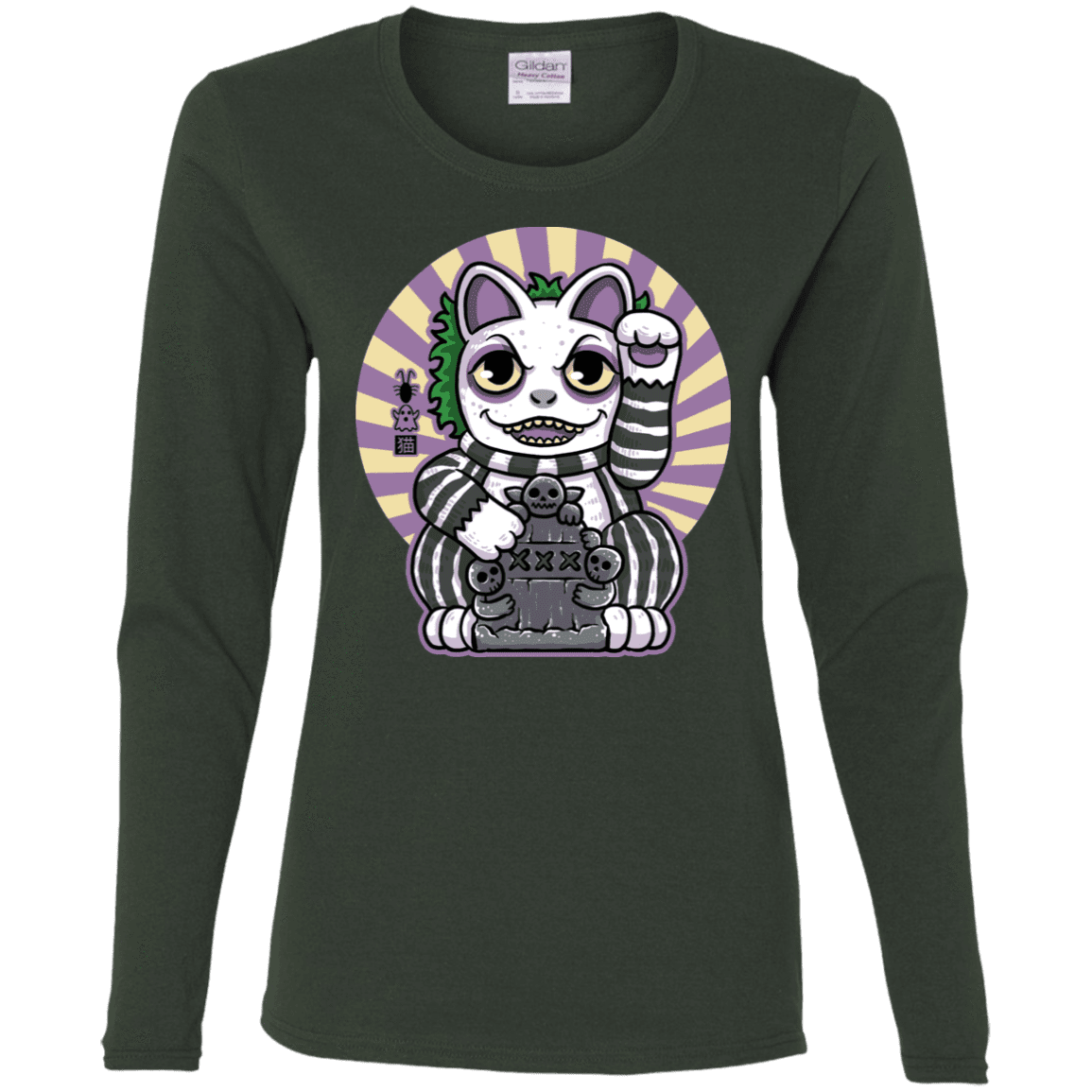 T-Shirts Forest / S Ghost Neko Women's Long Sleeve T-Shirt