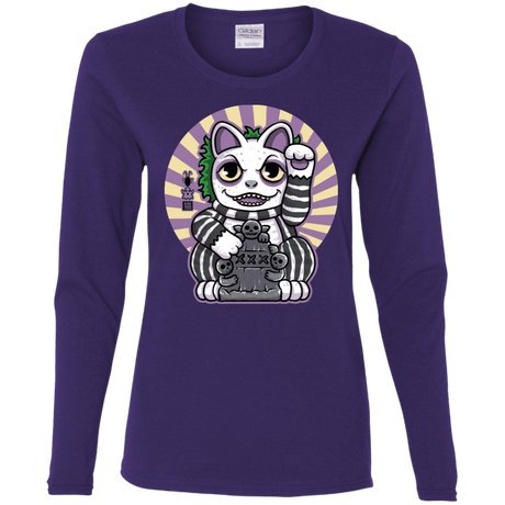 T-Shirts Purple / S Ghost Neko Women's Long Sleeve T-Shirt