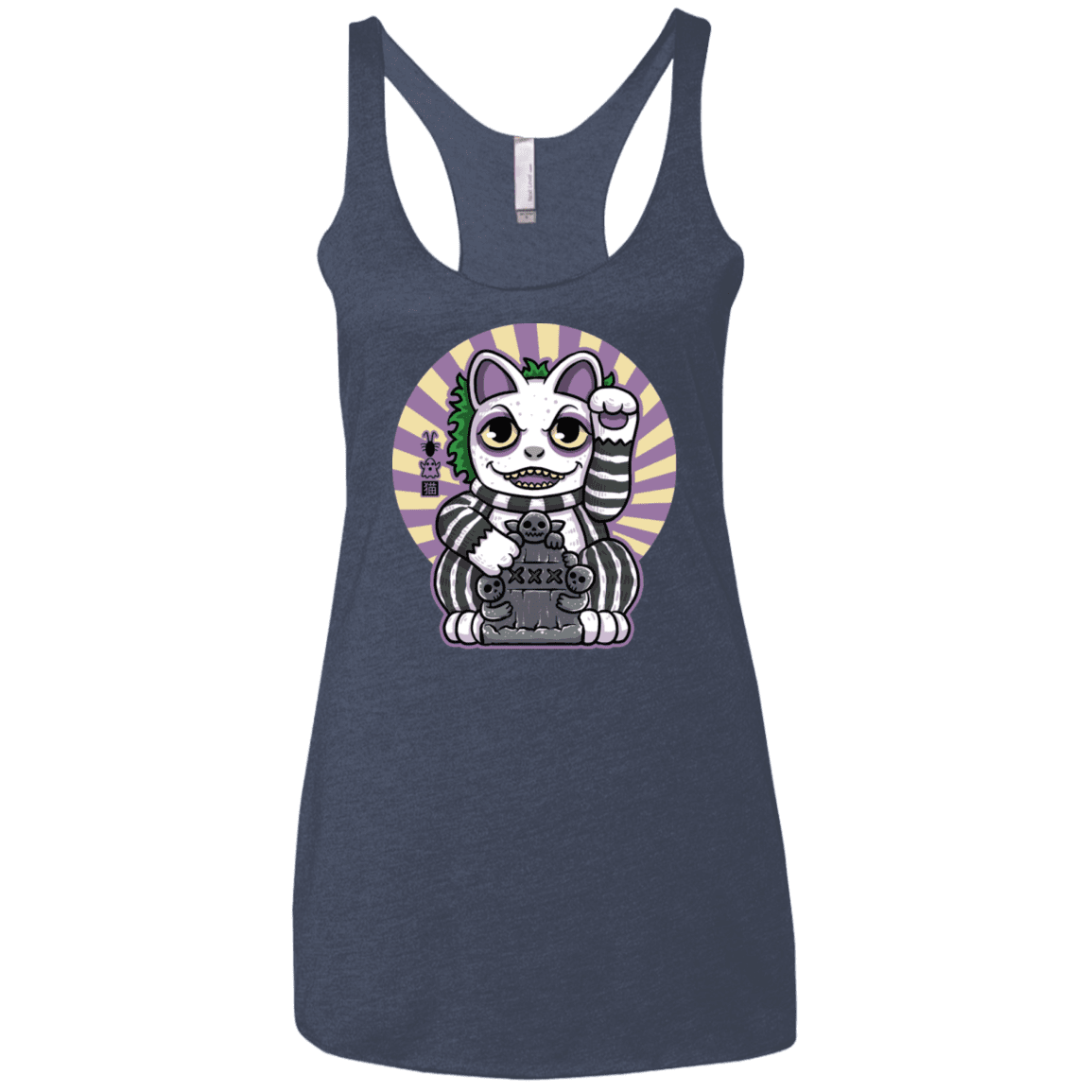 T-Shirts Vintage Navy / X-Small Ghost Neko Women's Triblend Racerback Tank