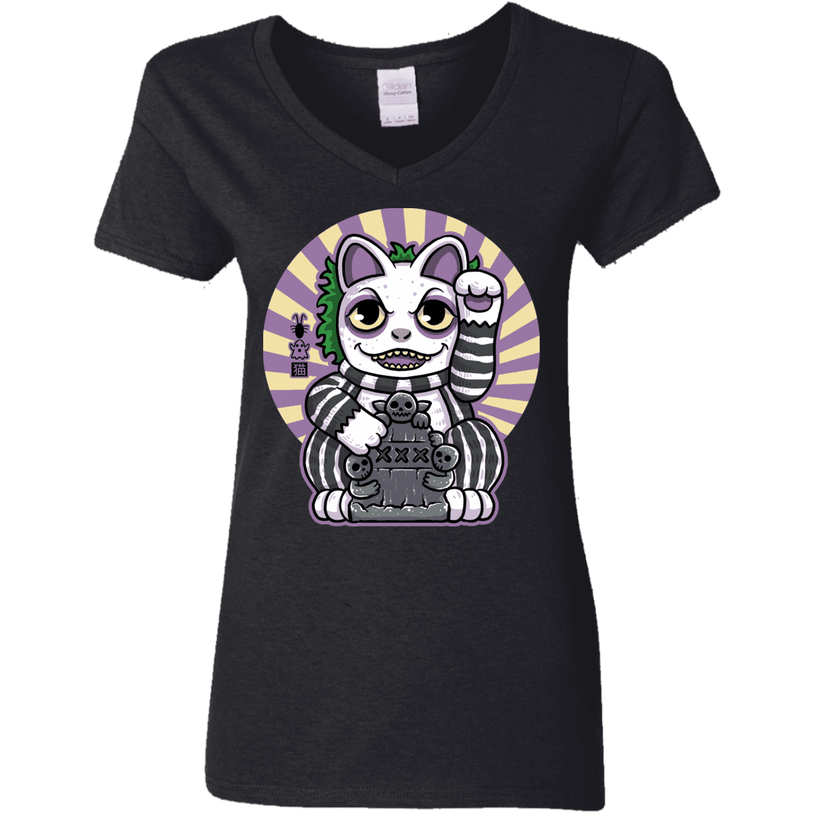 T-Shirts Black / S Ghost Neko Women's V-Neck T-Shirt