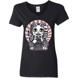 T-Shirts Black / S Ghost Neko Women's V-Neck T-Shirt