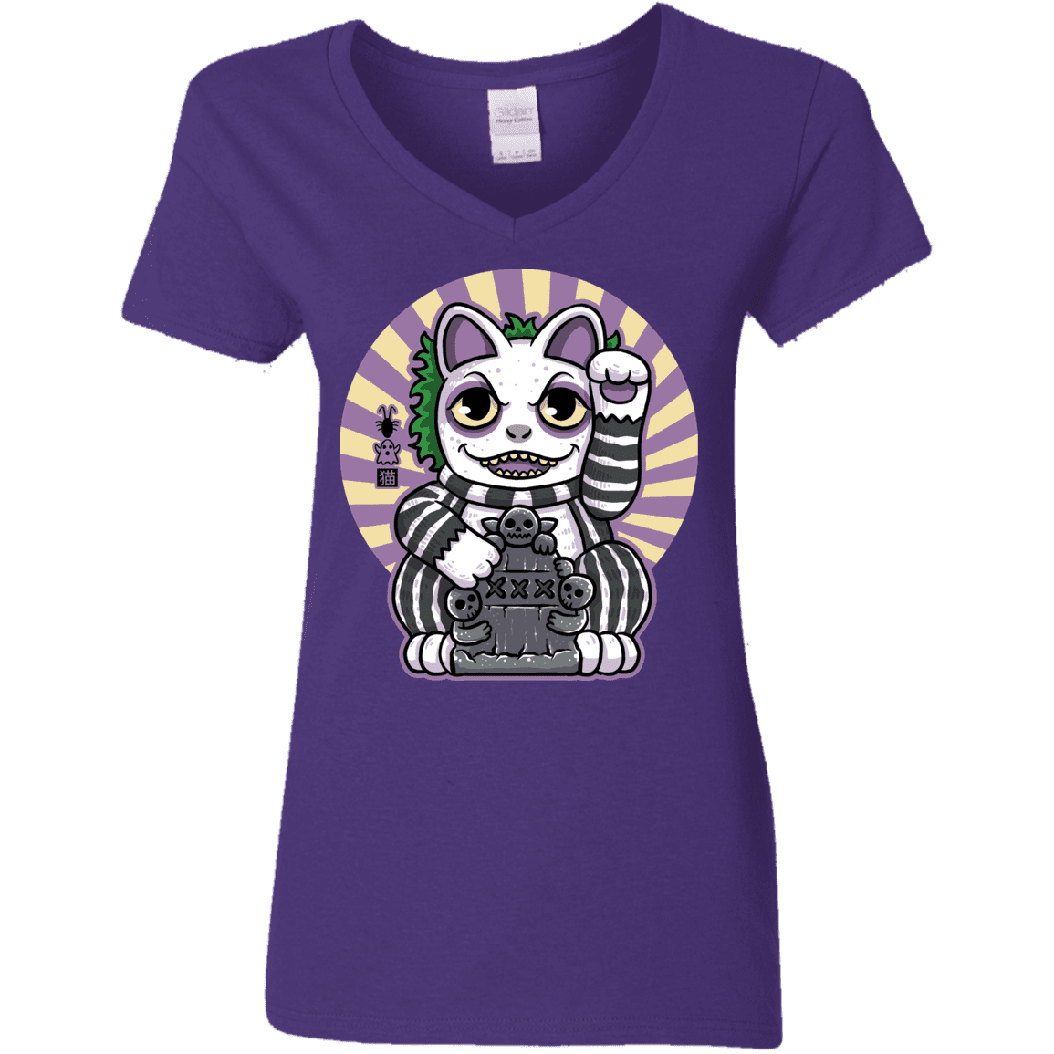 T-Shirts Purple / S Ghost Neko Women's V-Neck T-Shirt